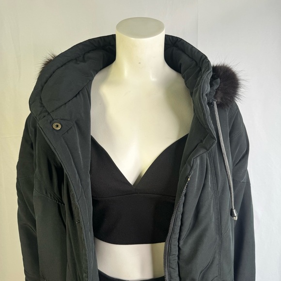 NUAGE BLACK PARKA COAT OVERSIZED JACKET FAUX FUR VINTAGE COAT XS - Picture 6 of 14